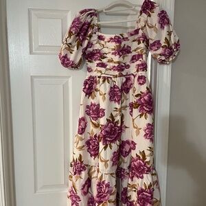 Abercrombie & Fitch xs petite midi floral puff sleeve dress